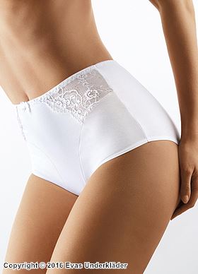 High waist panties, high quality cotton, lace overlay, S to 3XL